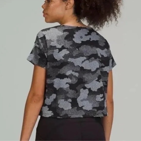 Lululemon Cates Training Tee Heritage Speckle Camo Crop T Shirt 4 - Picture 4 of 12